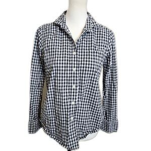 J. Crew Gingham Button Up Blouse, Rounded Collar, 6